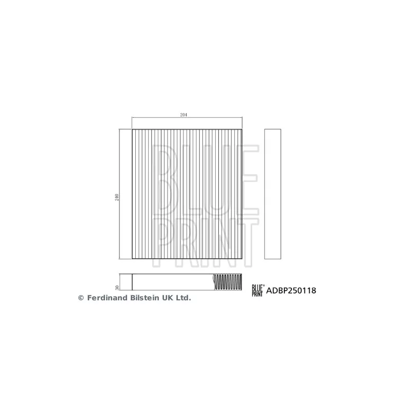 Filtre, air de l'habitacle BLUE PRINT ADBP250118