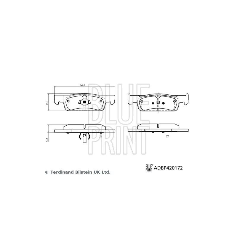 Jeu de 4 plaquettes de frein avant BLUE PRINT ADBP420172