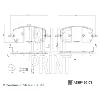 Jeu de 4 plaquettes de frein avant BLUE PRINT ADBP420178