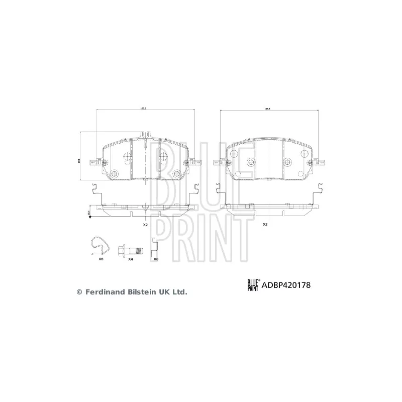 Jeu de 4 plaquettes de frein avant BLUE PRINT ADBP420178