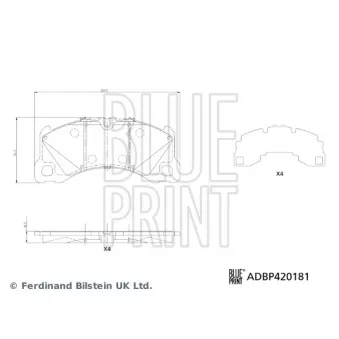 Jeu de 4 plaquettes de frein avant BLUE PRINT