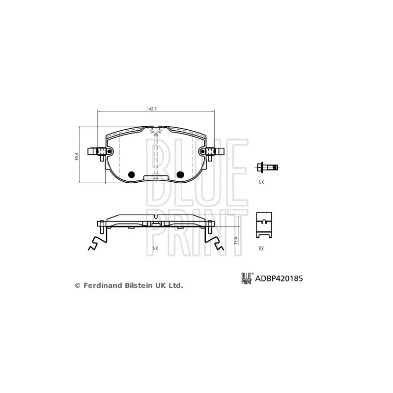Jeu de 4 plaquettes de frein avant BLUE PRINT ADBP420185