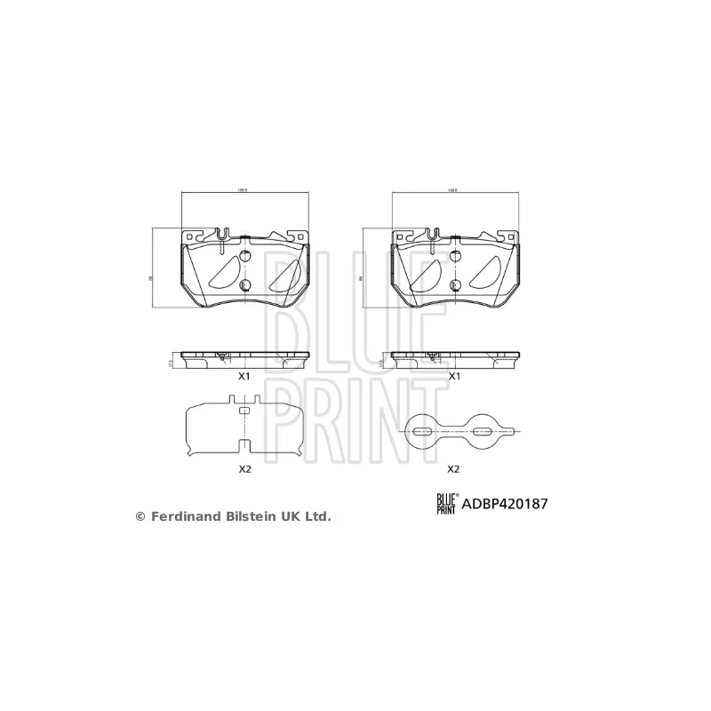 Jeu de 4 plaquettes de frein avant BLUE PRINT ADBP420187