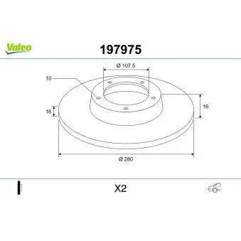 Jeu de 2 disques de frein arrière VALEO 197975