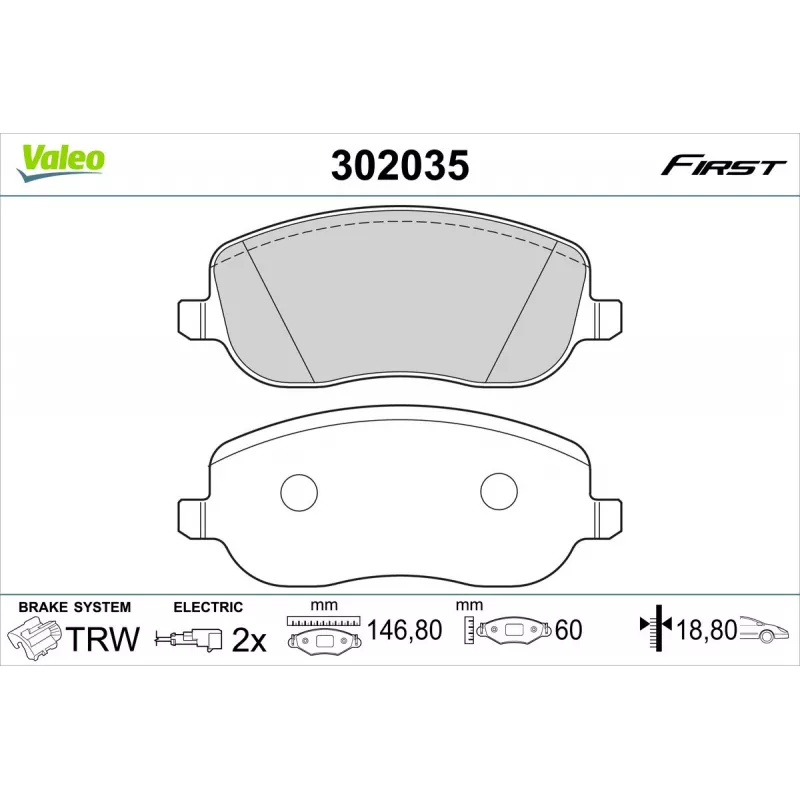 Jeu de 4 plaquettes de frein avant VALEO 302035
