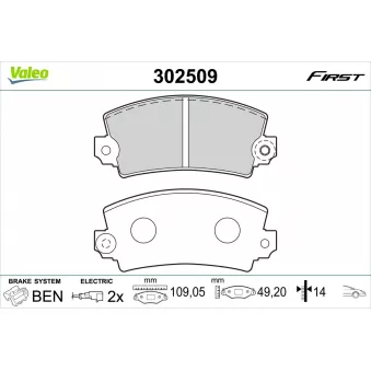 Jeu de 4 plaquettes de frein avant VALEO 302509