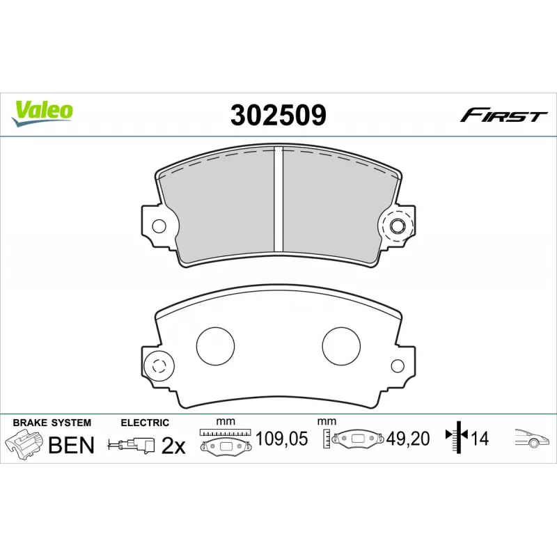 Jeu de 4 plaquettes de frein avant VALEO 302509