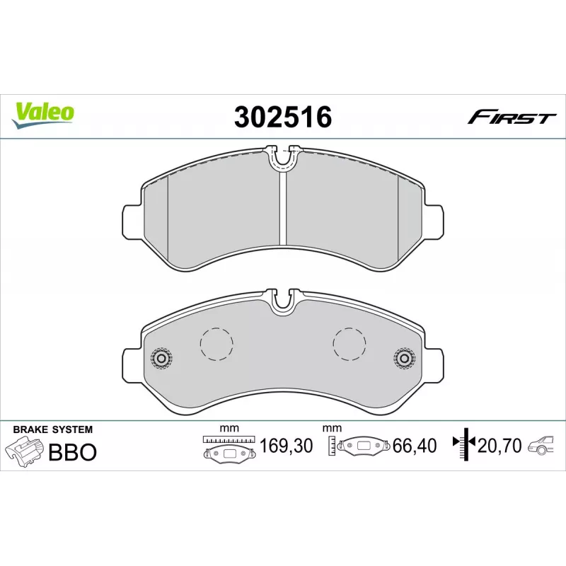 Jeu de 4 plaquettes de frein arrière VALEO 302516