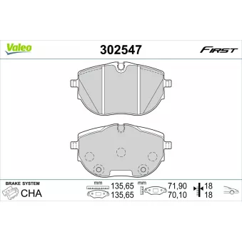 Jeu de 4 plaquettes de frein avant VALEO 302547