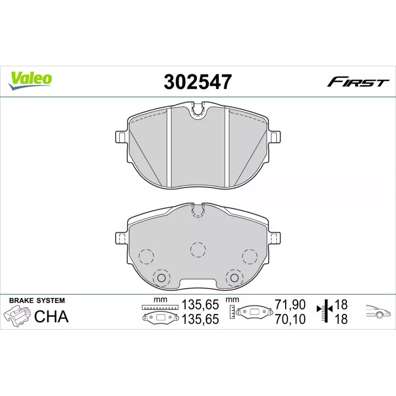 Jeu de 4 plaquettes de frein avant VALEO 302547