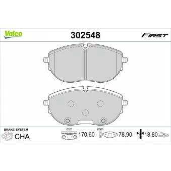Jeu de 4 plaquettes de frein avant VALEO 302548