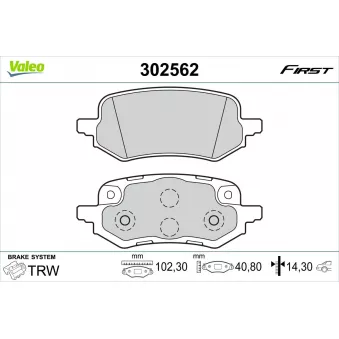 Jeu de 4 plaquettes de frein arrière VALEO 302562