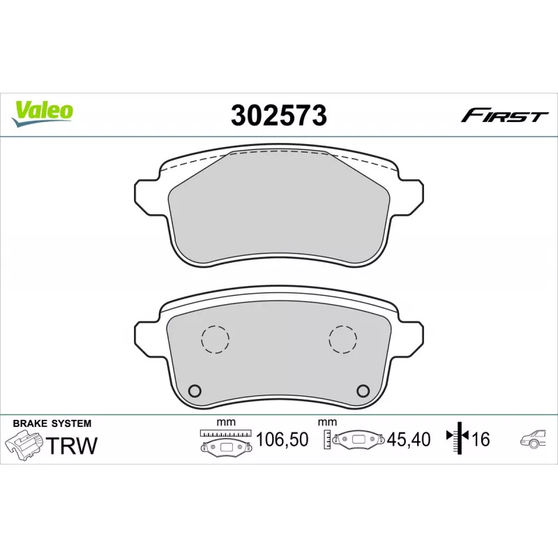 Jeu de 4 plaquettes de frein arrière VALEO 302573