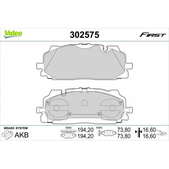 Jeu de 4 plaquettes de frein avant VALEO 302575