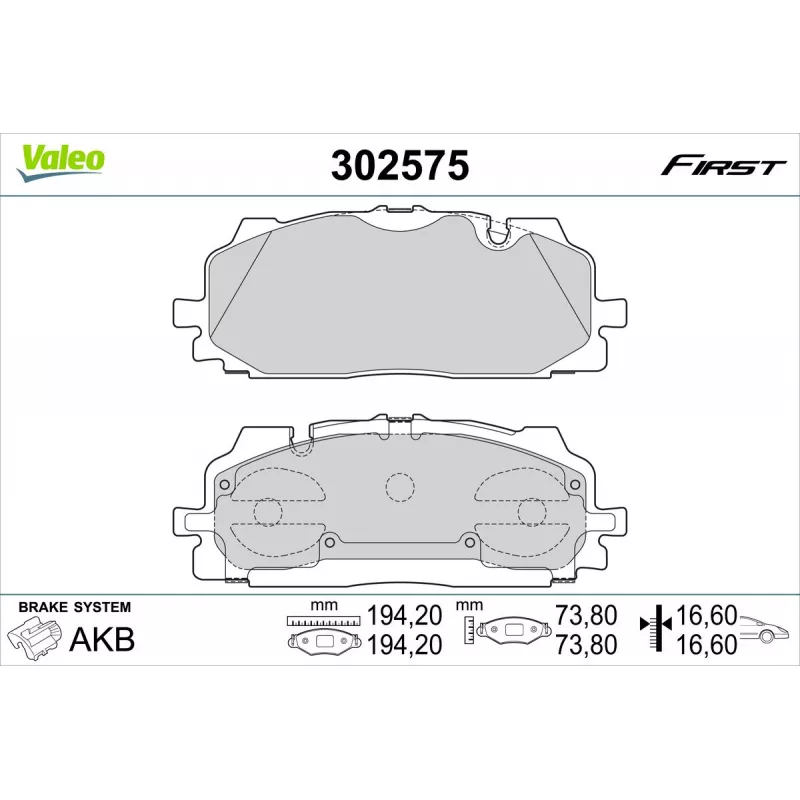 Jeu de 4 plaquettes de frein avant VALEO 302575