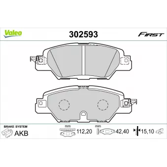 Jeu de 4 plaquettes de frein arrière VALEO