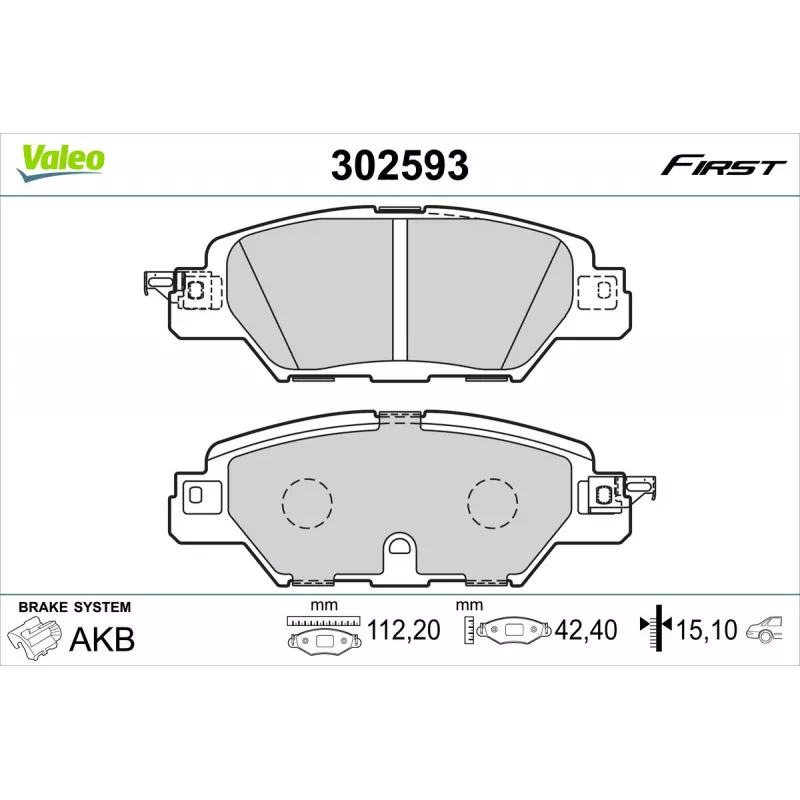 Jeu de 4 plaquettes de frein arrière VALEO 302593