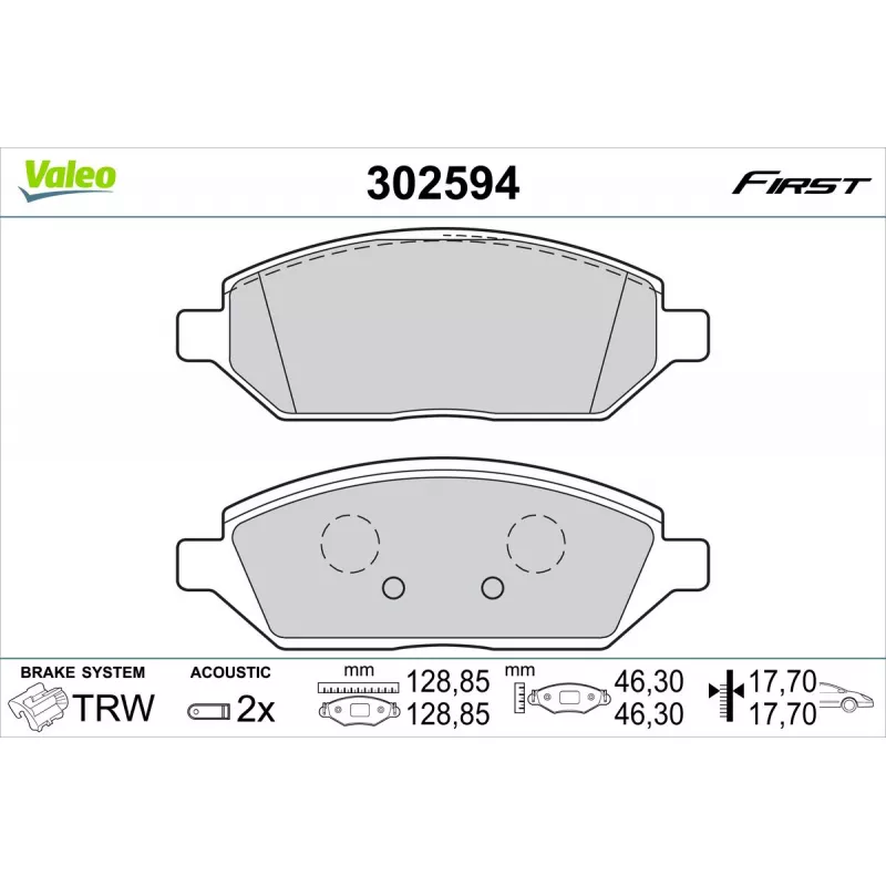 Jeu de 4 plaquettes de frein avant VALEO 302594