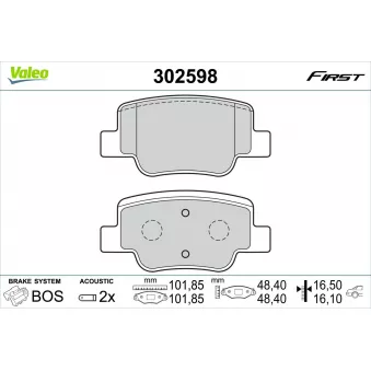 Jeu de 4 plaquettes de frein arrière VALEO