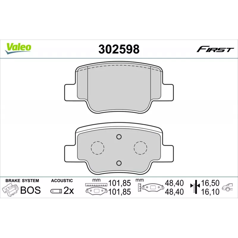 Jeu de 4 plaquettes de frein arrière VALEO 302598