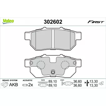 Jeu de 4 plaquettes de frein arrière VALEO 302602