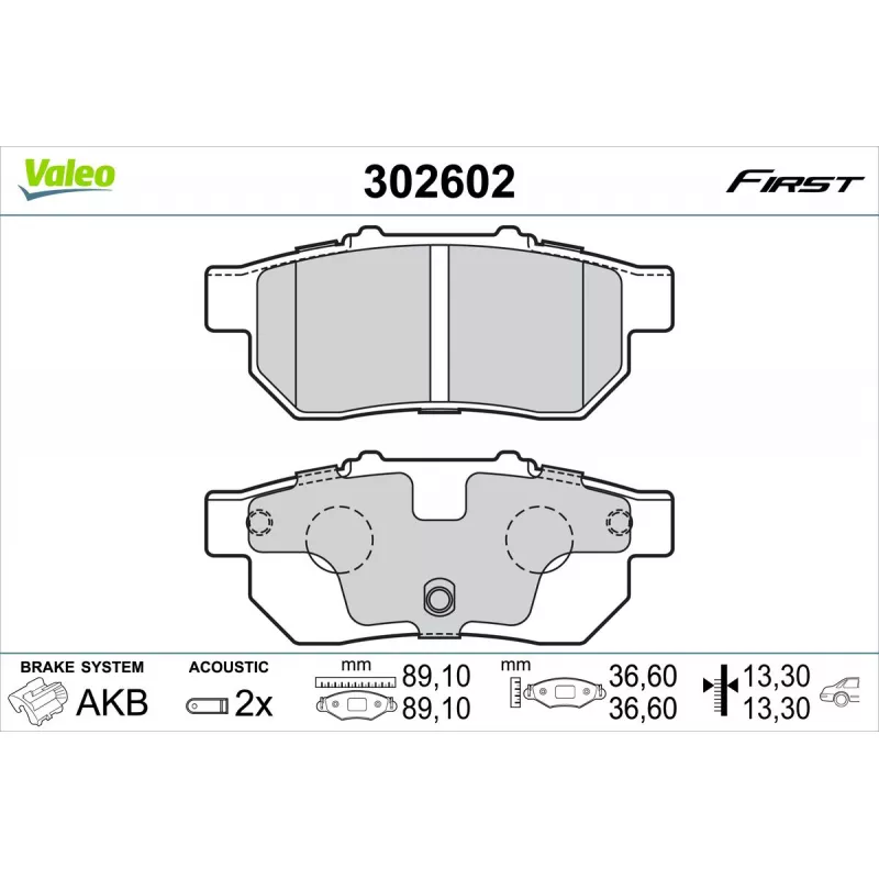 Jeu de 4 plaquettes de frein arrière VALEO 302602