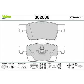Jeu de 4 plaquettes de frein avant VALEO 302606