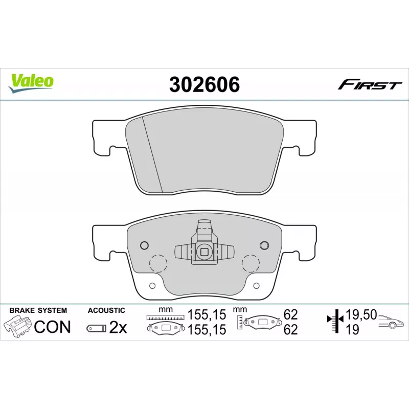 Jeu de 4 plaquettes de frein avant VALEO 302606