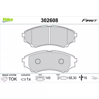 Jeu de 4 plaquettes de frein avant VALEO 302608