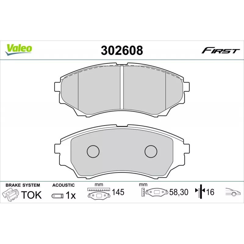 Jeu de 4 plaquettes de frein avant VALEO 302608