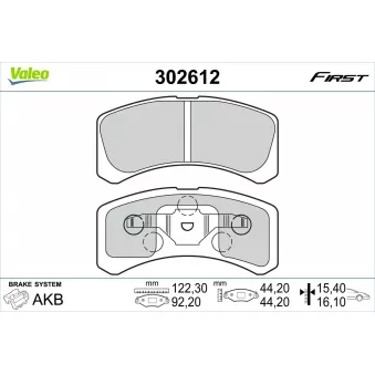 Jeu de 4 plaquettes de frein avant VALEO 302612