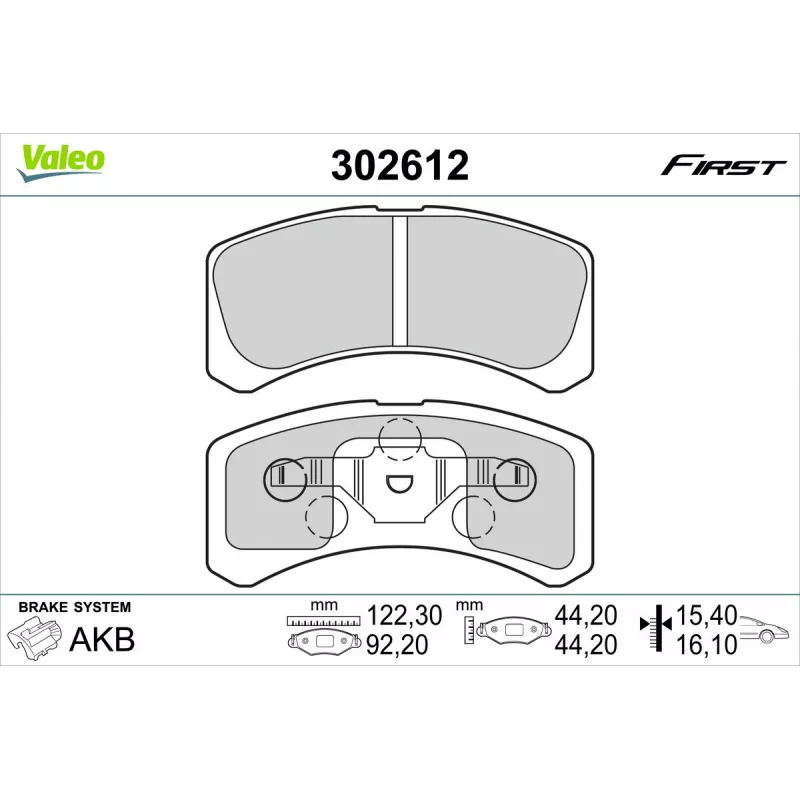 Jeu de 4 plaquettes de frein avant VALEO 302612