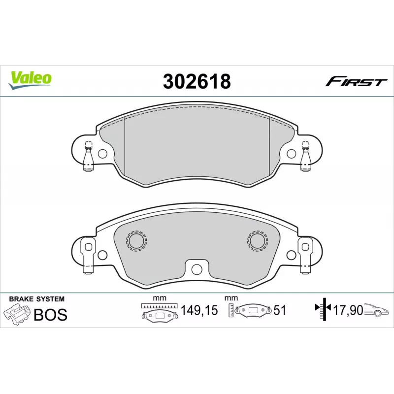 Jeu de 4 plaquettes de frein avant VALEO 302618