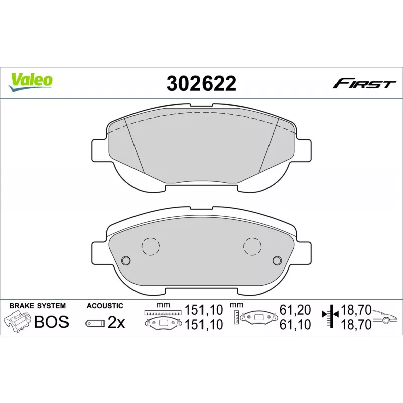 Jeu de 4 plaquettes de frein avant VALEO 302622