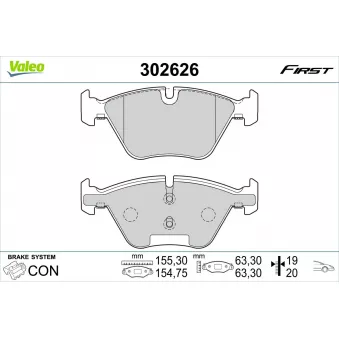 Jeu de 4 plaquettes de frein avant VALEO 302626
