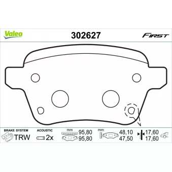 Jeu de 4 plaquettes de frein arrière VALEO