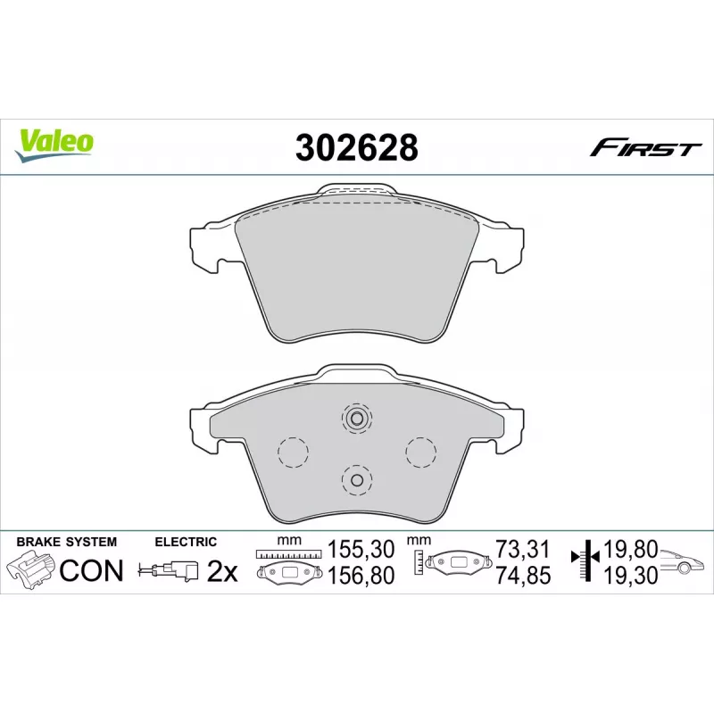 Jeu de 4 plaquettes de frein avant VALEO 302628