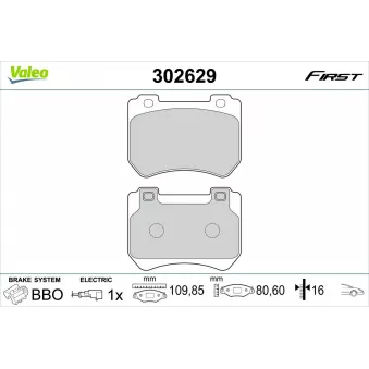 Jeu de 4 plaquettes de frein avant VALEO 302629