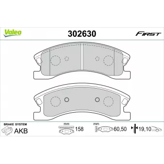 Jeu de 4 plaquettes de frein avant VALEO 302630