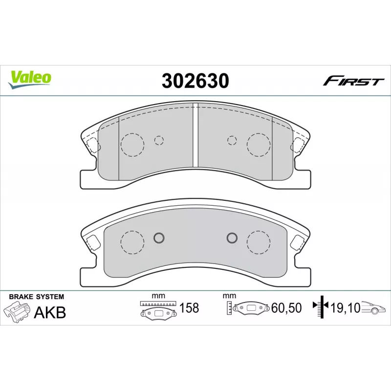 Jeu de 4 plaquettes de frein avant VALEO 302630