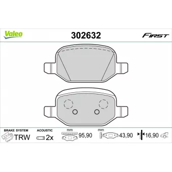 Jeu de 4 plaquettes de frein arrière VALEO 302632