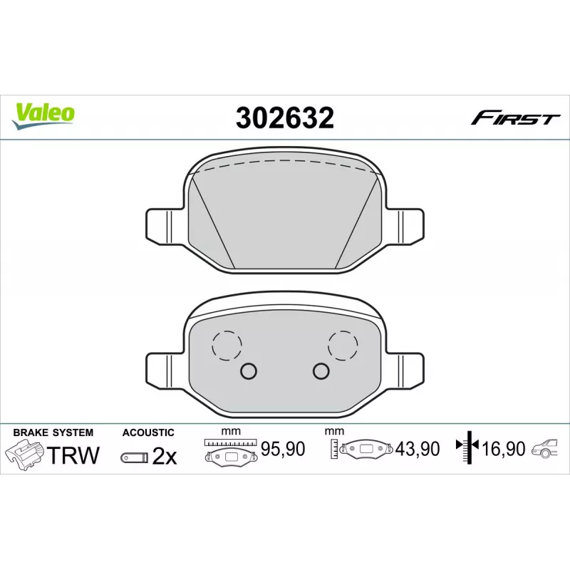Jeu de 4 plaquettes de frein arrière VALEO 302632