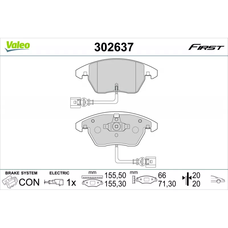 Jeu de 4 plaquettes de frein avant VALEO 302637