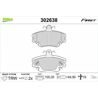 Jeu de 4 plaquettes de frein avant VALEO 302638