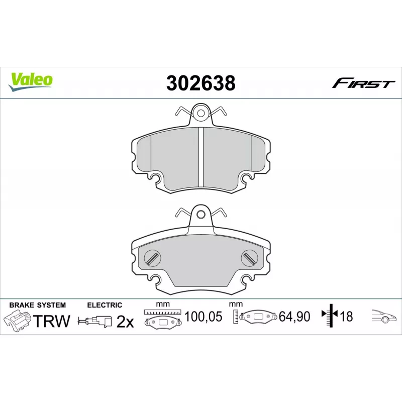 Jeu de 4 plaquettes de frein avant VALEO 302638
