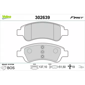 Jeu de 4 plaquettes de frein avant VALEO 302639