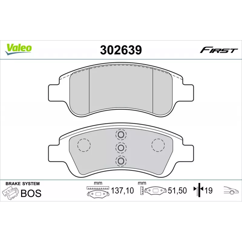 Jeu de 4 plaquettes de frein avant VALEO 302639