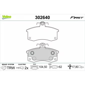 Jeu de 4 plaquettes de frein avant VALEO 302640