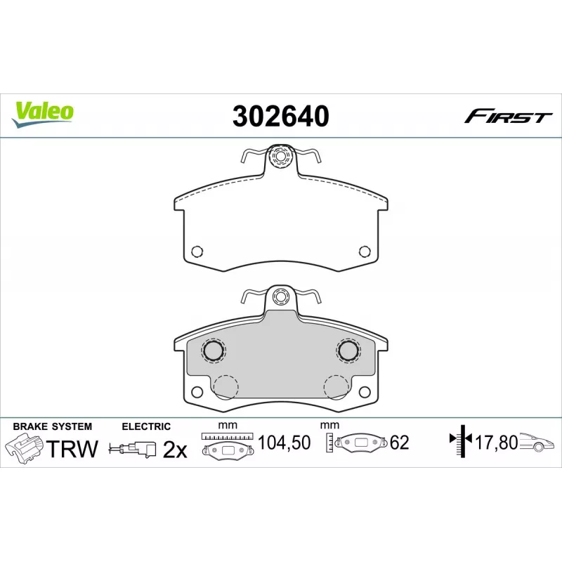 Jeu de 4 plaquettes de frein avant VALEO 302640