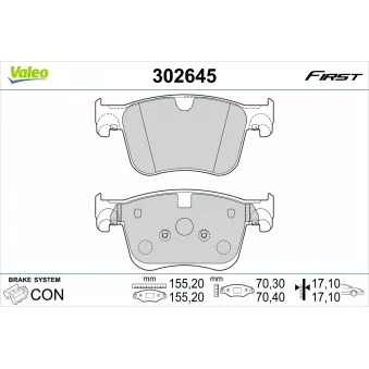 Jeu de 4 plaquettes de frein avant VALEO 302645